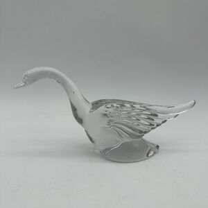 Vintage Heisey? Glass Goose Figurine Sculpture Wings Half Up 9"x4.5" Paperweight
